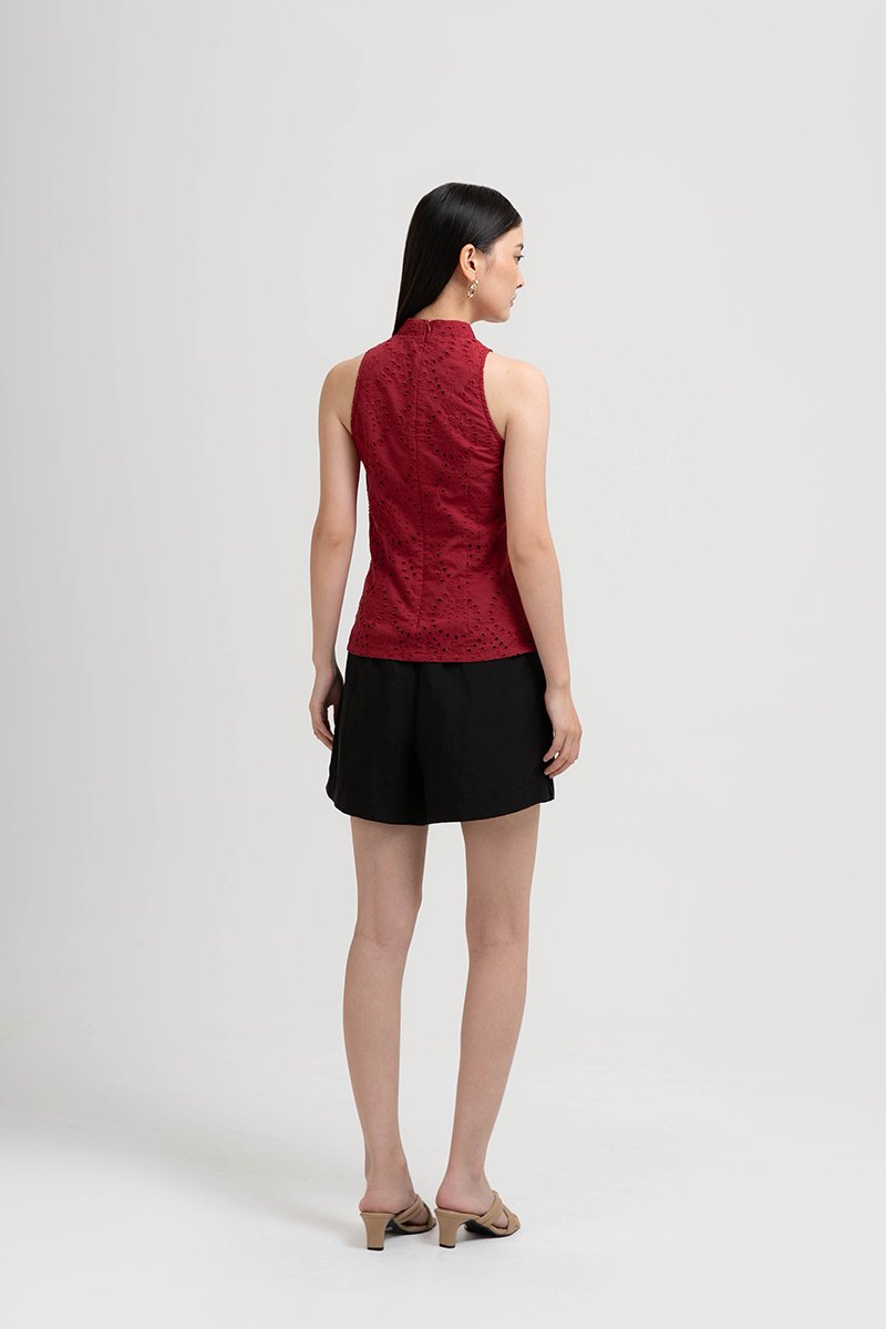 KAIRA EYELET CHEONGSAM TOP