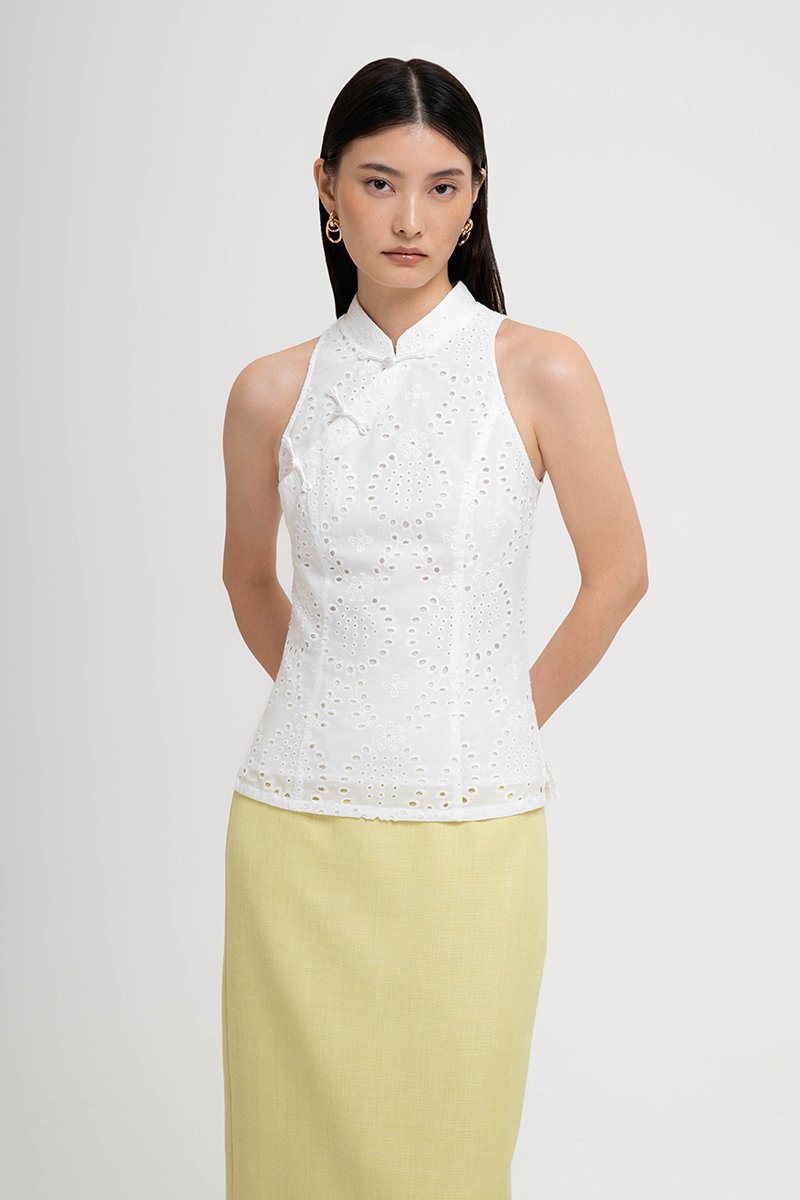 KAIRA EYELET CHEONGSAM TOP