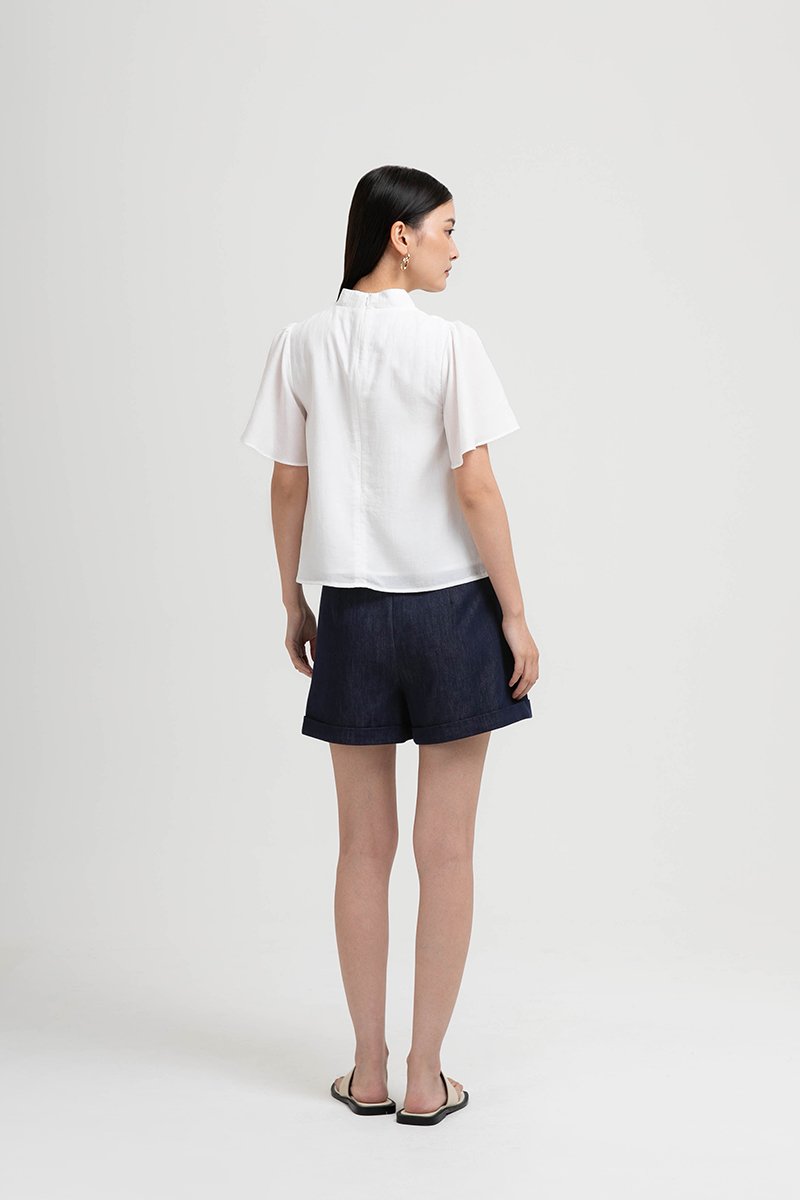 NILA FLUTTER SLEEVES CHEONGSAM TOP