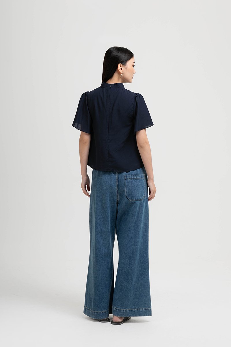 NILA FLUTTER SLEEVES CHEONGSAM TOP