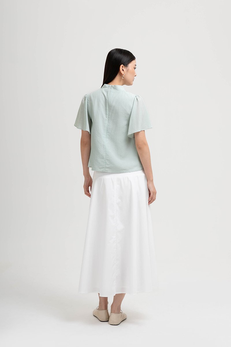 NILA FLUTTER SLEEVES CHEONGSAM TOP