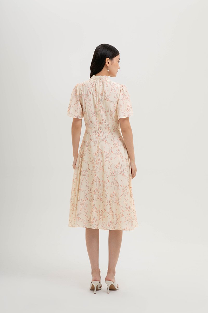 TATIANA FLORAL FLUTTER SLEEVES CHEONGSAM