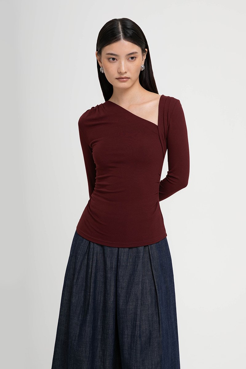 CARLIE ASYMMETRIC LONG SLEEVE TOP