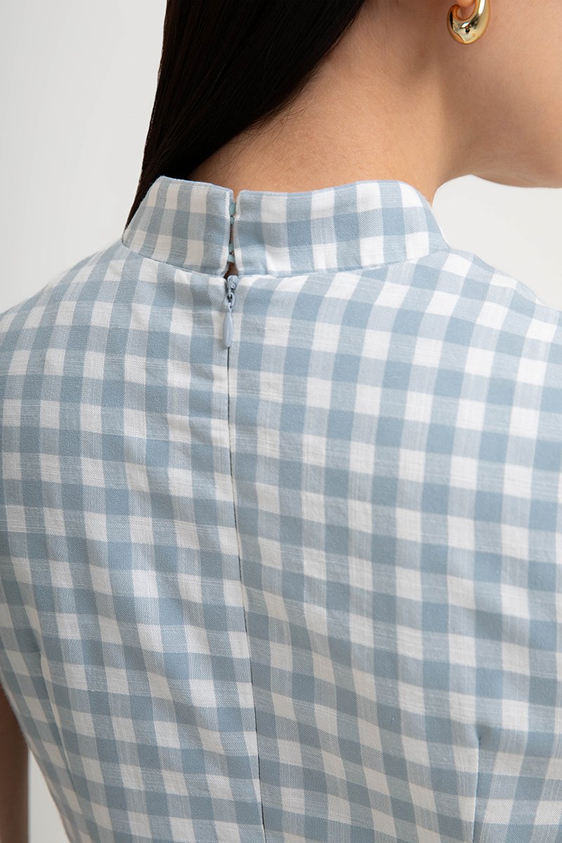 CAMIRA DETACHABLE COLLAR GINGHAM CHEONGSAM DRESS