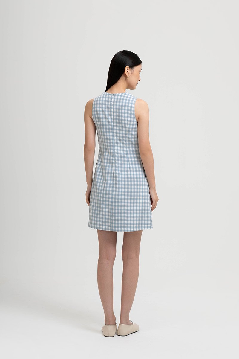 CAMIRA DETACHABLE COLLAR GINGHAM CHEONGSAM DRESS