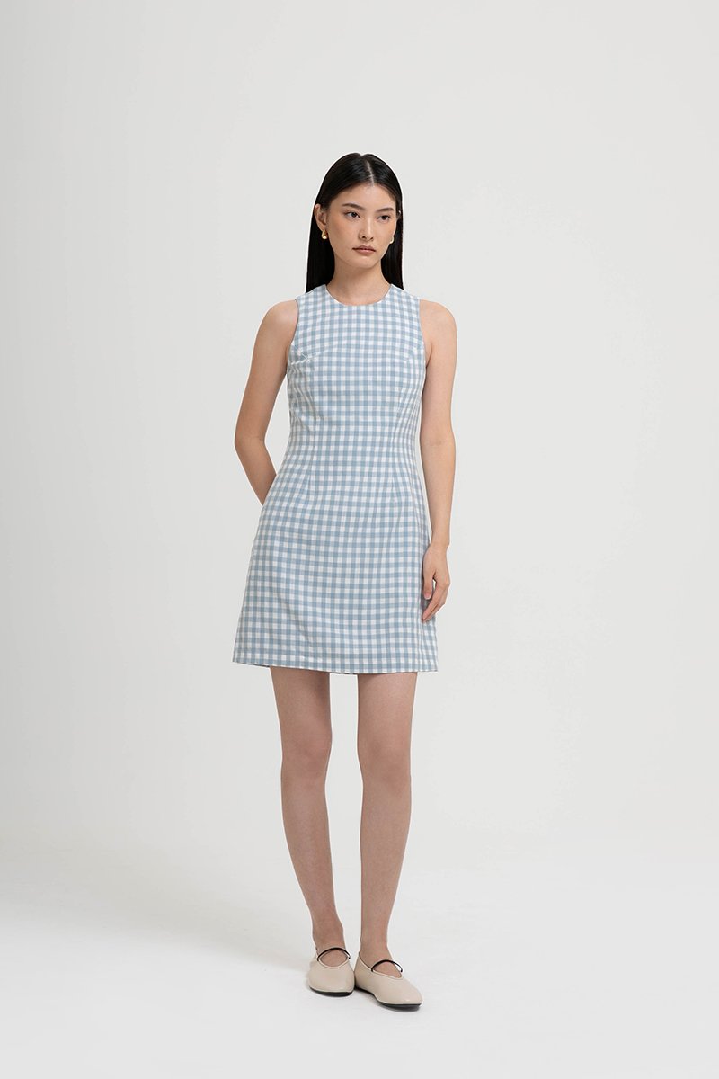 CAMIRA DETACHABLE COLLAR GINGHAM CHEONGSAM DRESS