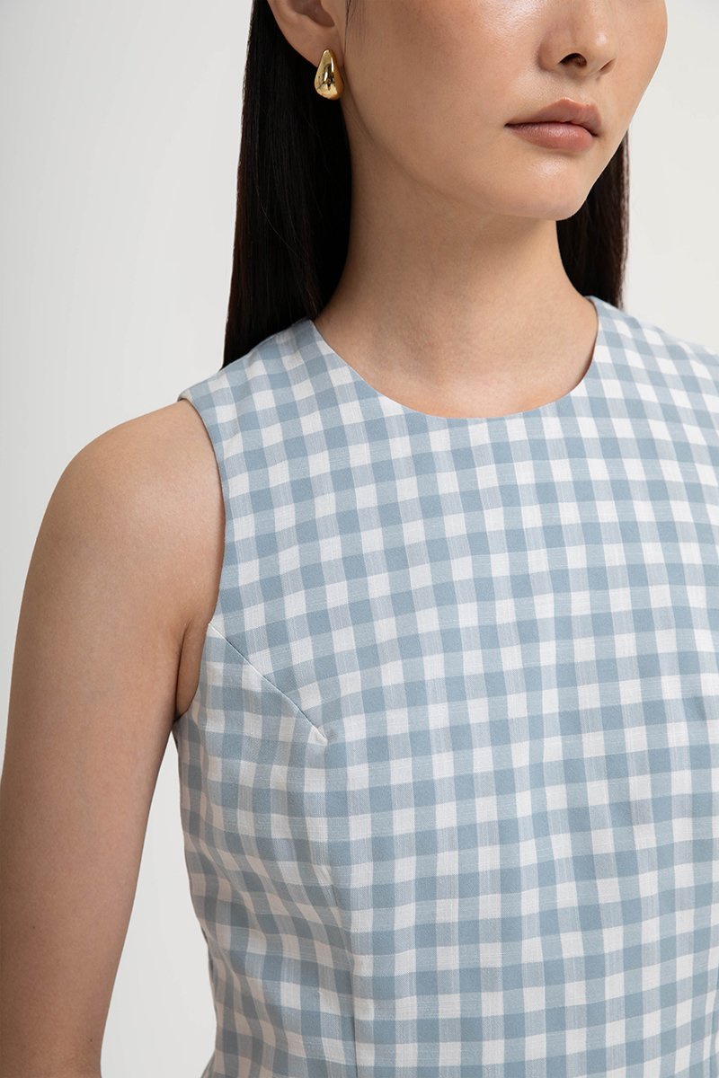 CAMIRA DETACHABLE COLLAR GINGHAM CHEONGSAM DRESS