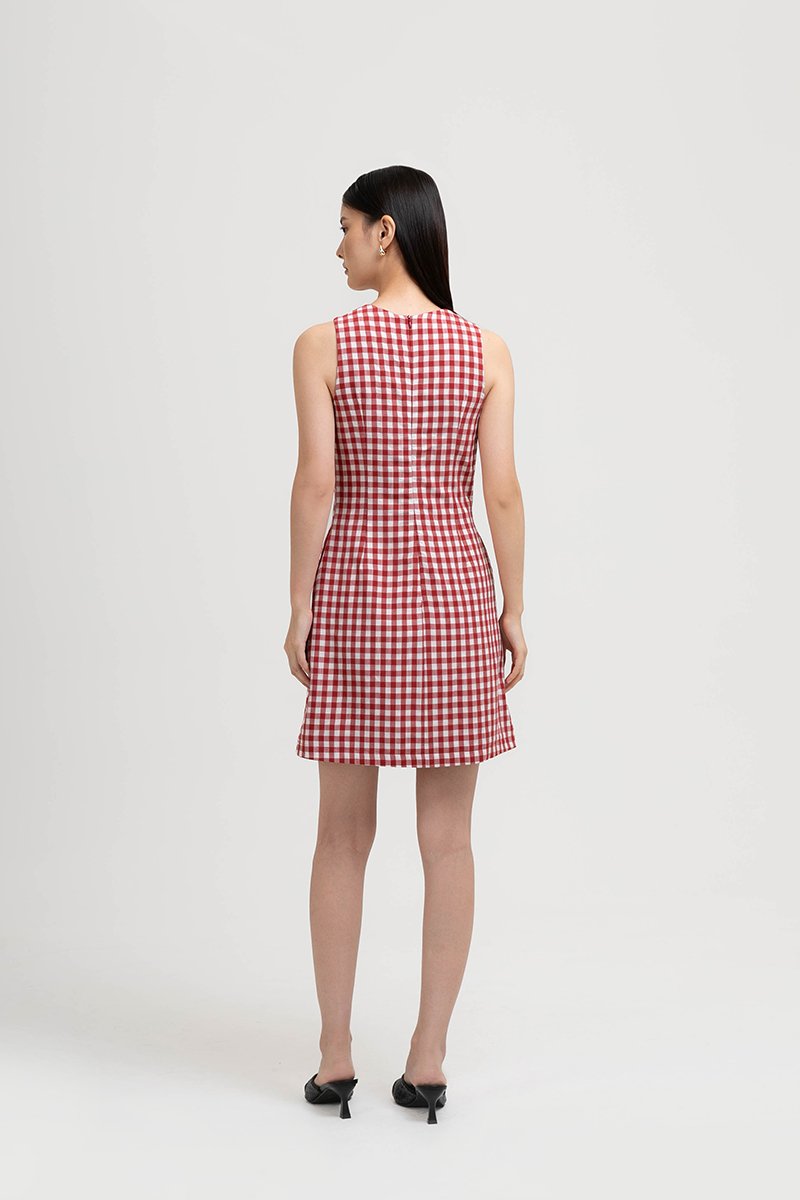 CAMIRA DETACHABLE COLLAR GINGHAM CHEONGSAM DRESS