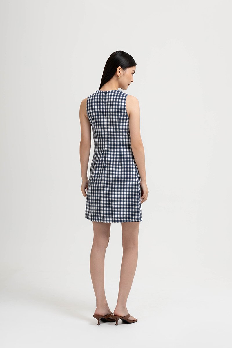 CAMIRA DETACHABLE COLLAR GINGHAM CHEONGSAM DRESS