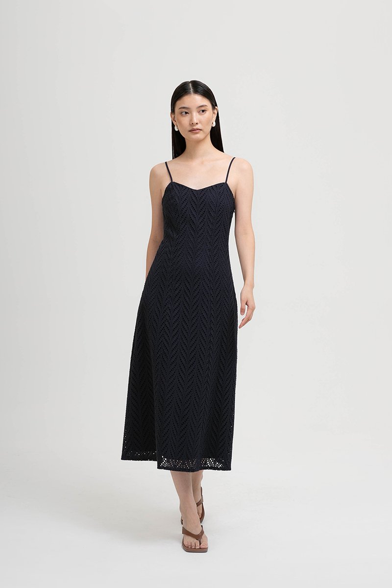 HAISLEY EYELET CAMI MIDI DRESS