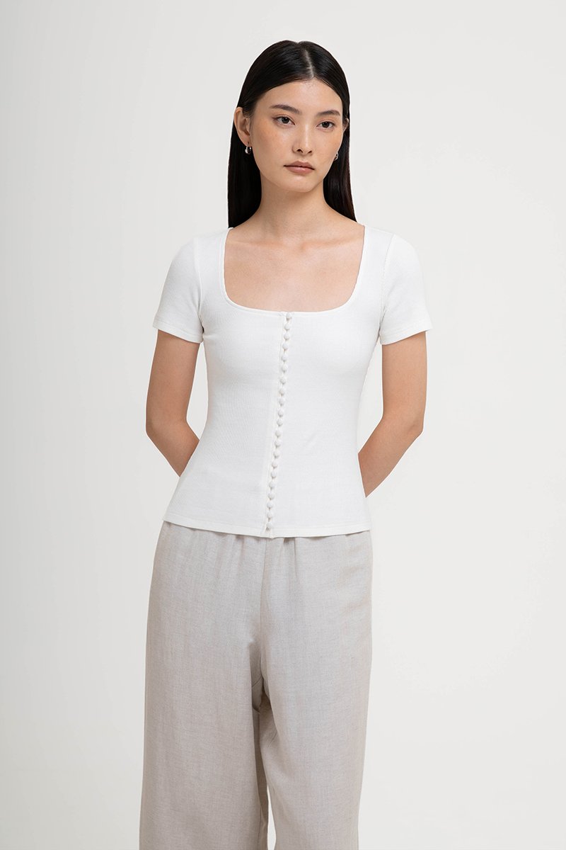 TILDA BUTTON DOWN RIBBED TEE