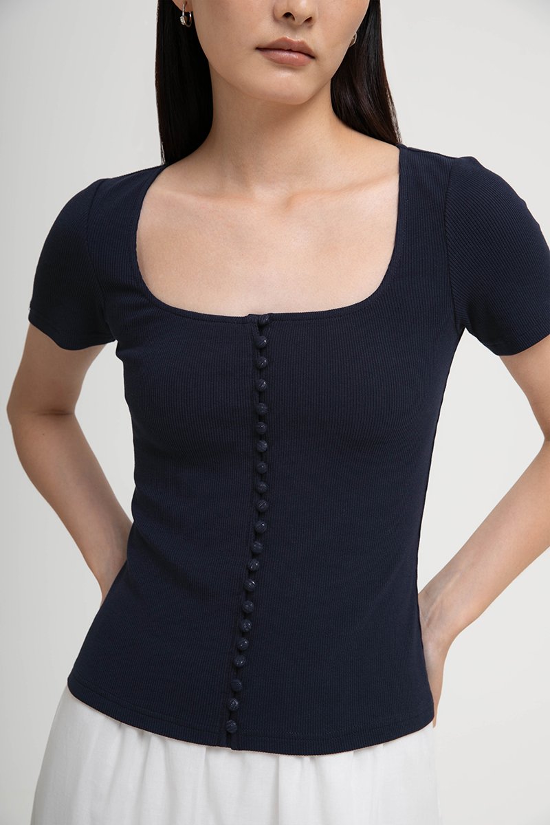 TILDA BUTTON DOWN RIBBED TEE