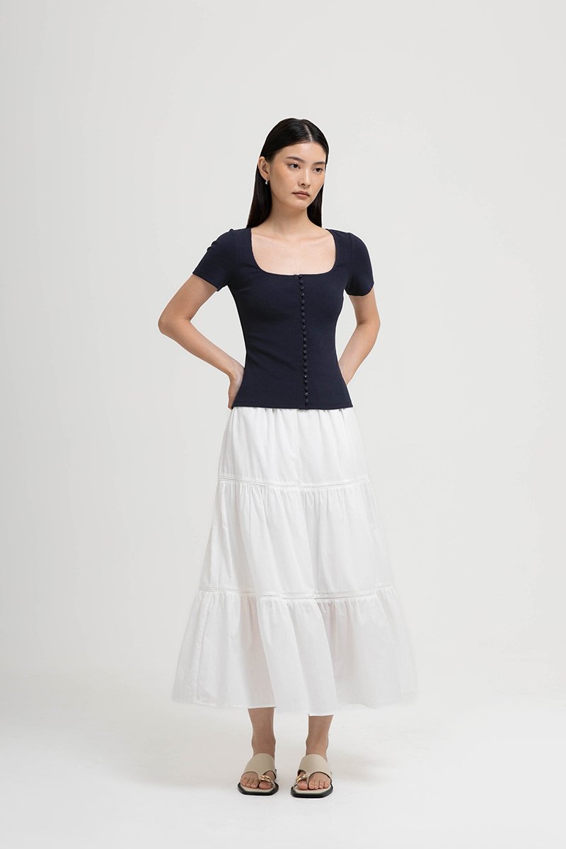 TILDA BUTTON DOWN RIBBED TEE