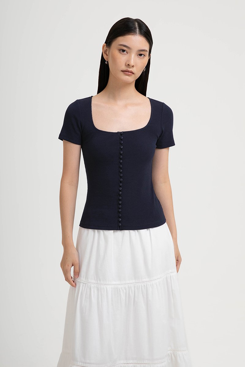 TILDA BUTTON DOWN RIBBED TEE