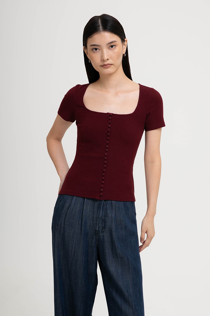 TILDA BUTTON DOWN RIBBED TEE