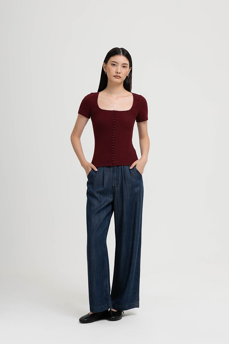 TILDA BUTTON DOWN RIBBED TEE