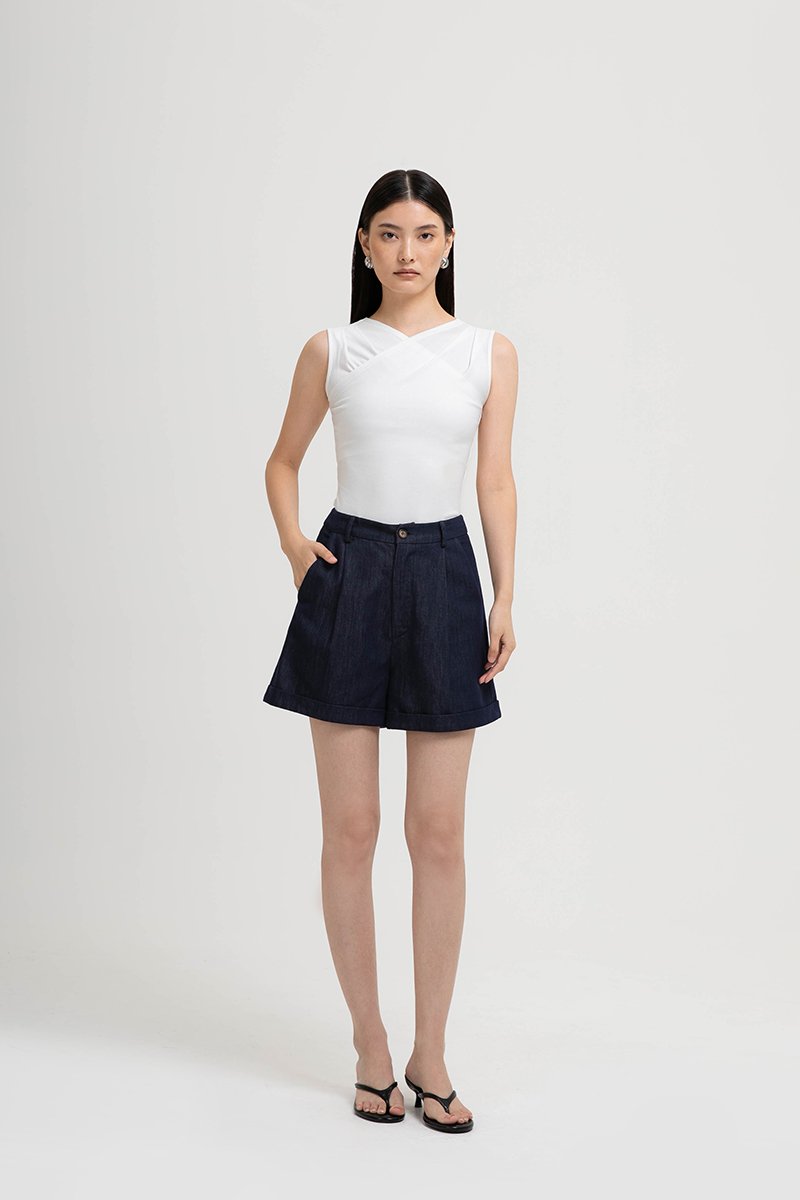 CLAUDIE RUCHED OVERLAY KNIT TOP