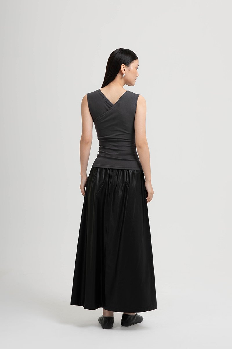 CLAUDIE RUCHED OVERLAY KNIT TOP