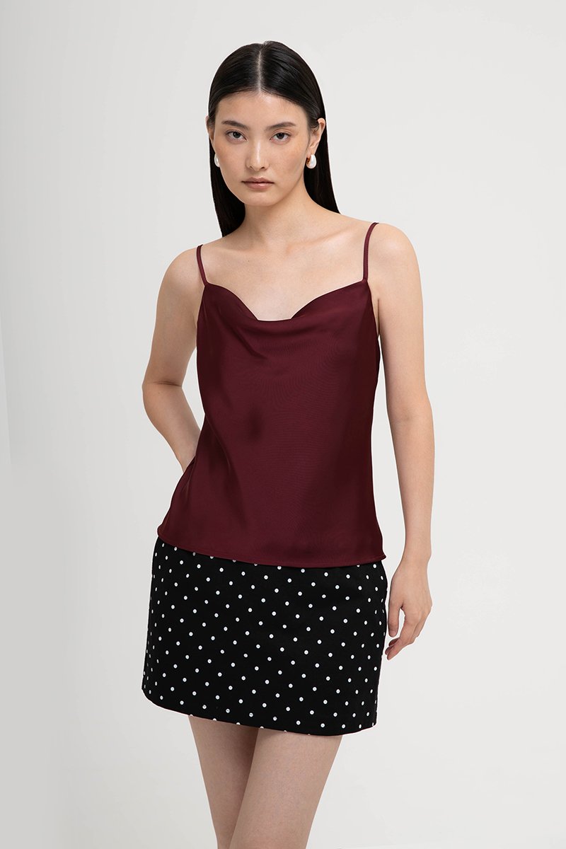 LIVIA COWL SATIN CAMI TOP