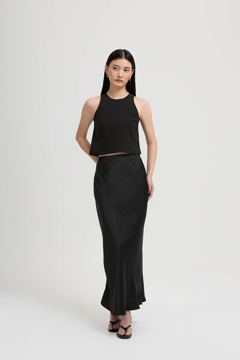 ELOISE SATIN BIAS SKIRT