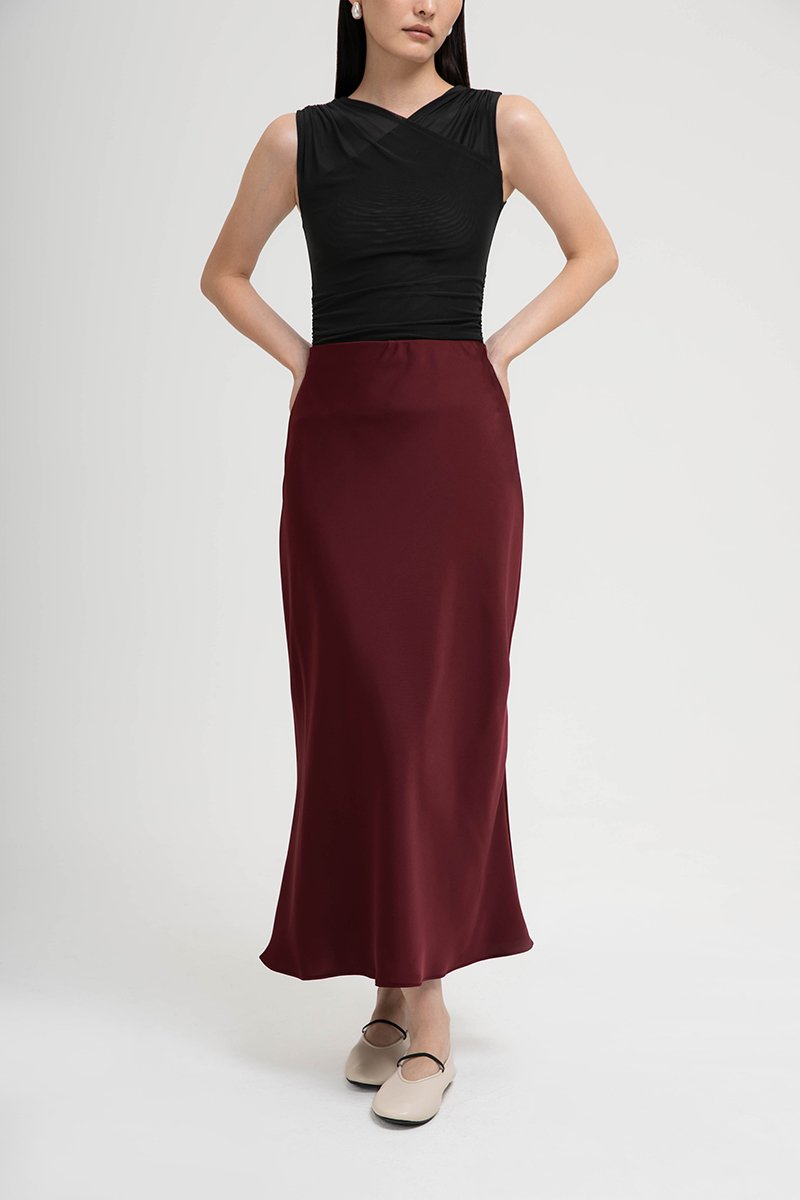 ELOISE SATIN BIAS SKIRT