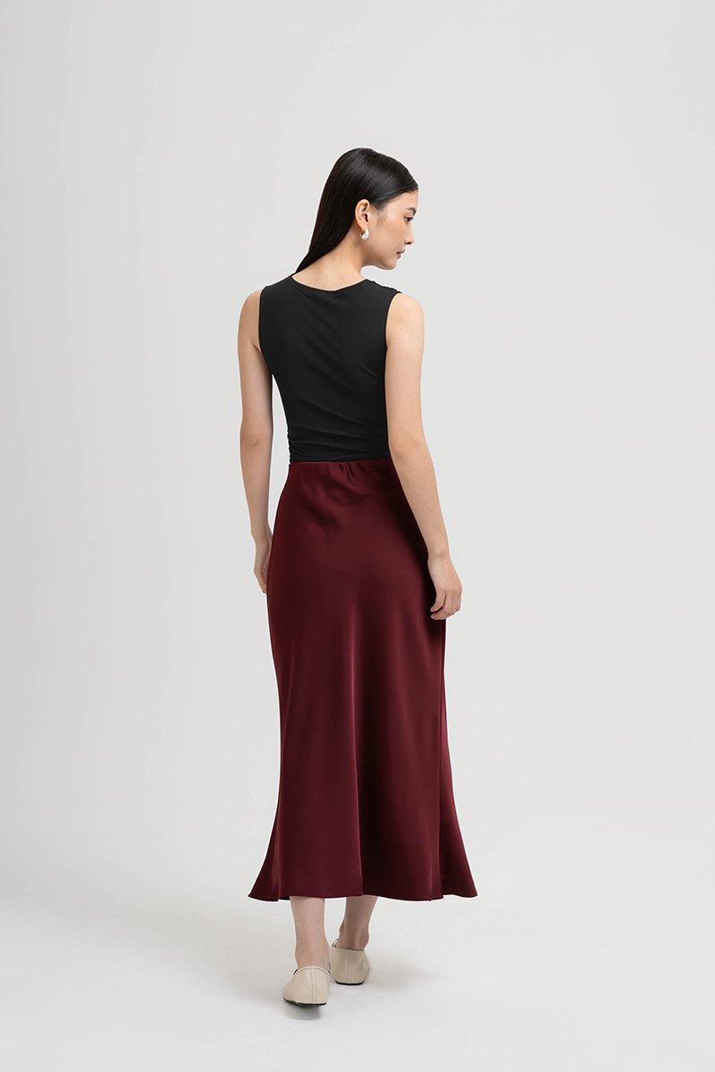 ELOISE SATIN BIAS SKIRT