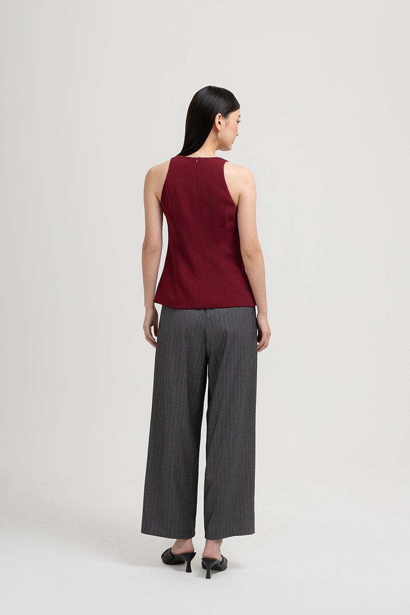 TRACEY RACER NECK BUTTON DOWN VEST TOP