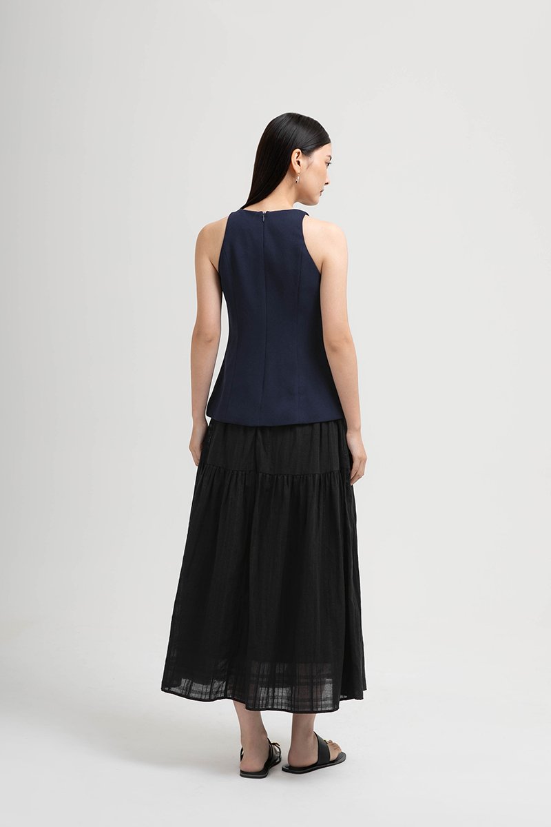 TRACEY RACER NECK BUTTON DOWN VEST TOP