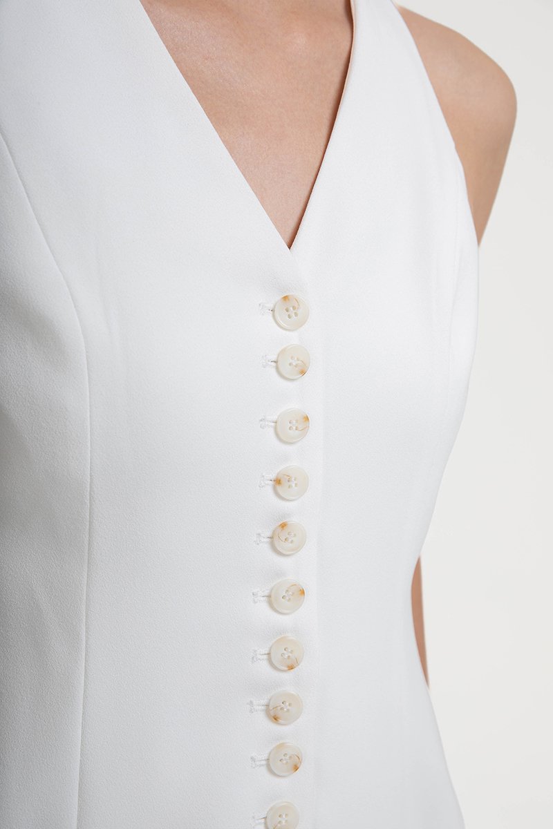 TRACEY RACER NECK BUTTON DOWN VEST TOP