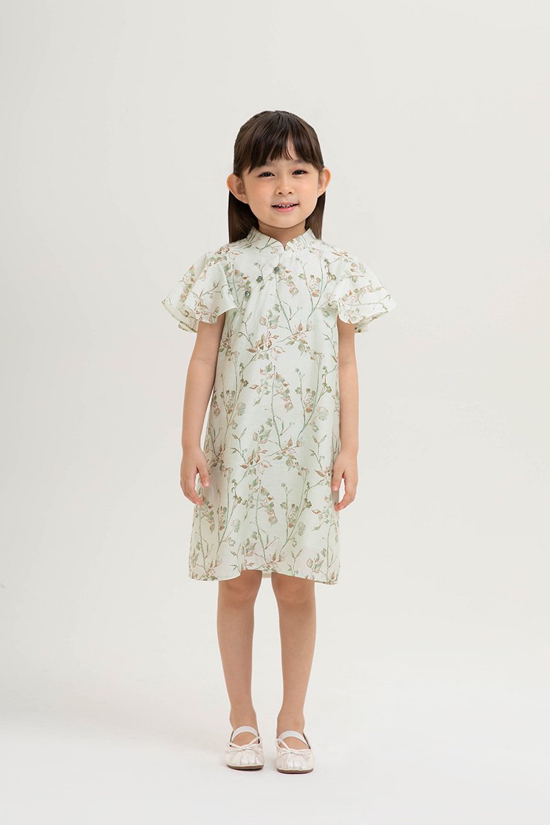 KIRA KIDS FLUTTER SLEEVE CHEONGSAM DRESS