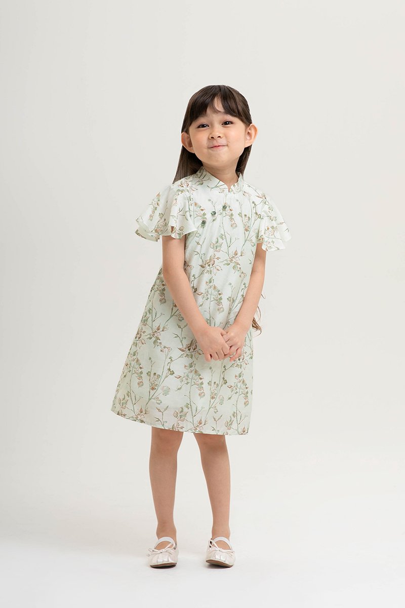 KIRA KIDS FLUTTER SLEEVE CHEONGSAM DRESS
