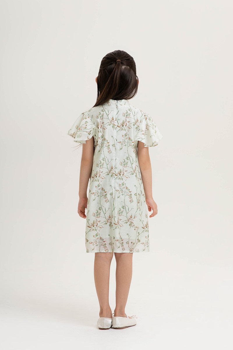 KIRA KIDS FLUTTER SLEEVE CHEONGSAM DRESS