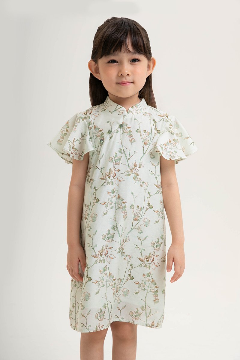KIRA KIDS FLUTTER SLEEVE CHEONGSAM DRESS