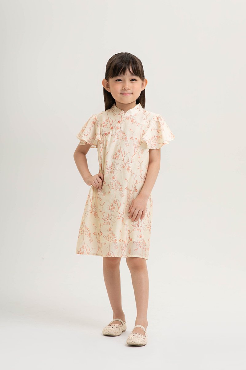 KIRA KIDS FLUTTER SLEEVE CHEONGSAM DRESS