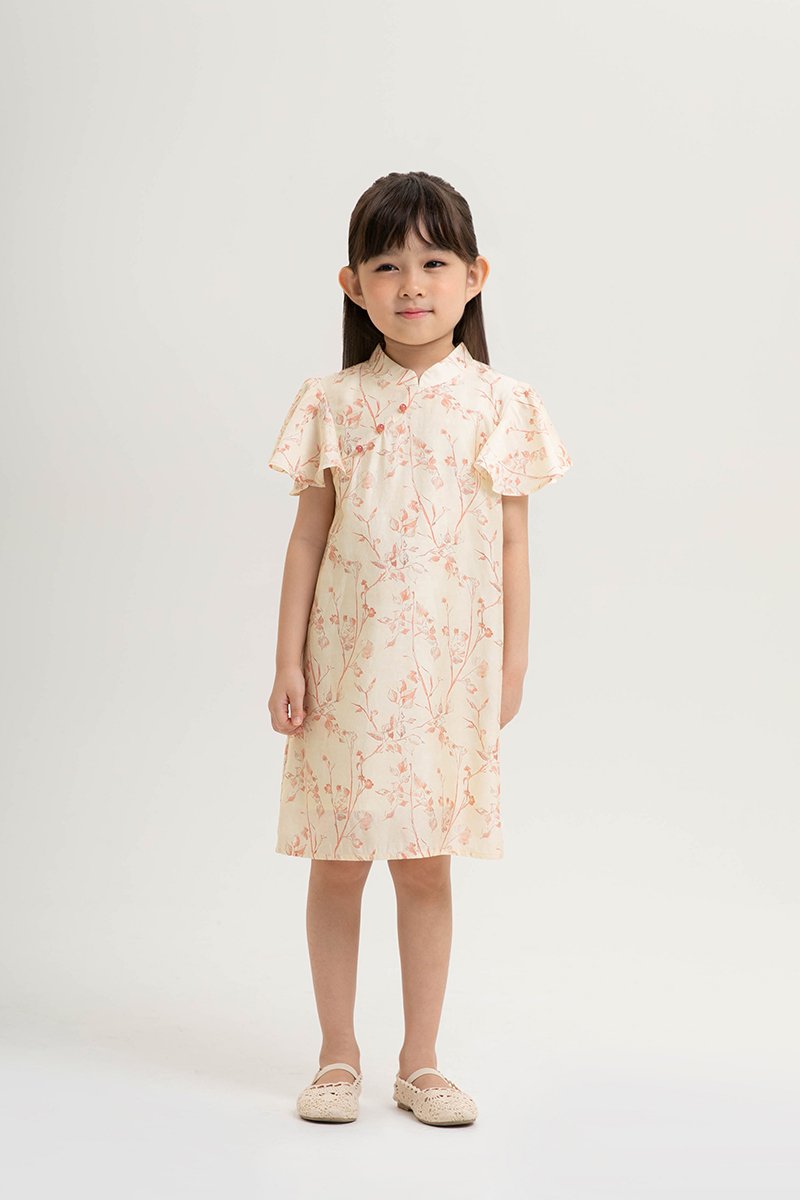KIRA KIDS FLUTTER SLEEVE CHEONGSAM DRESS