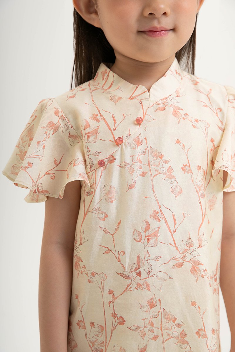 KIRA KIDS FLUTTER SLEEVE CHEONGSAM DRESS