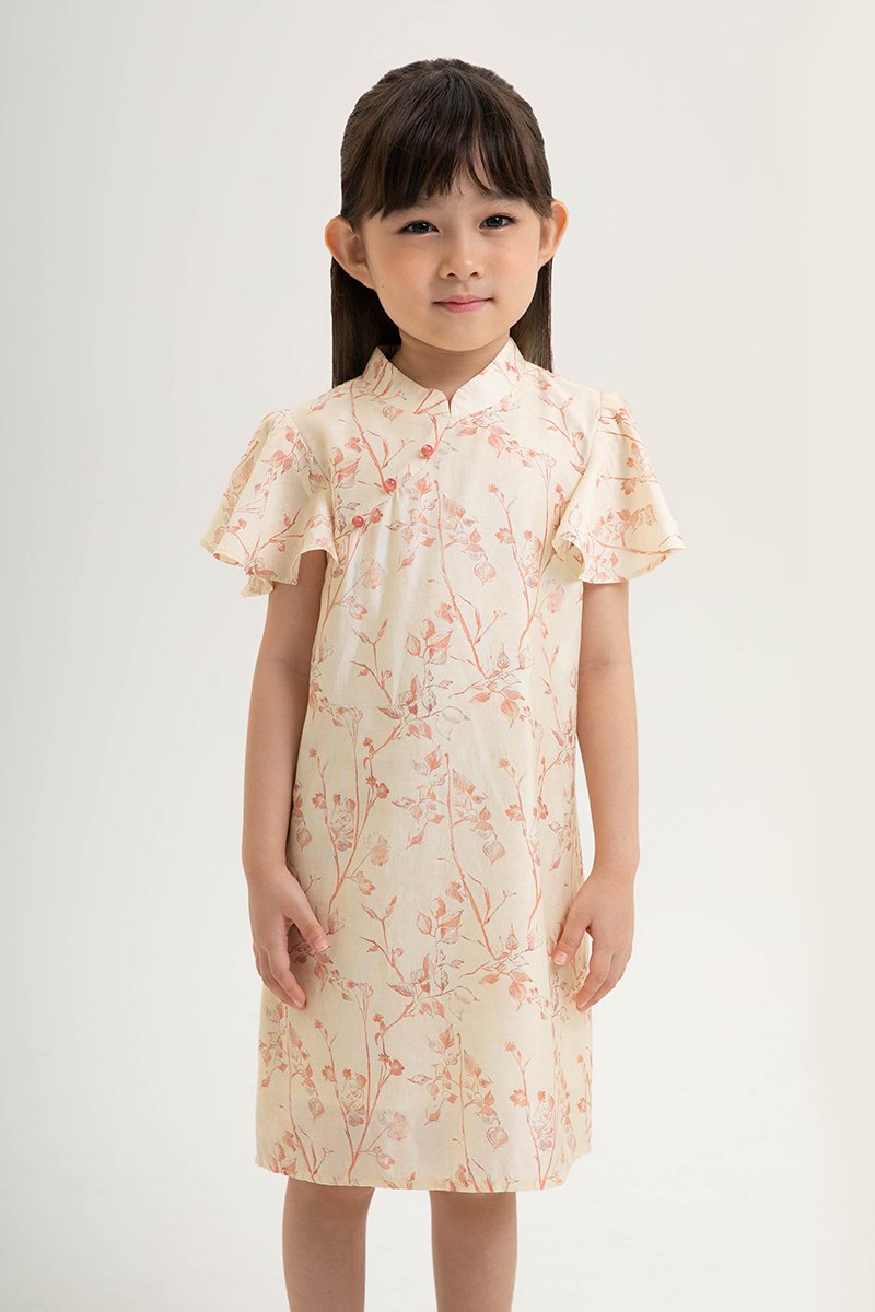 KIRA KIDS FLUTTER SLEEVE CHEONGSAM DRESS