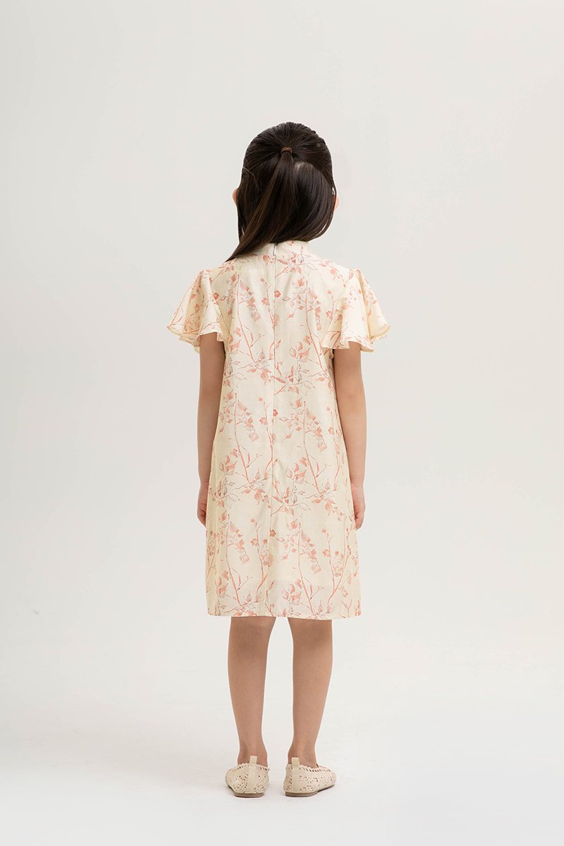 KIRA KIDS FLUTTER SLEEVE CHEONGSAM DRESS