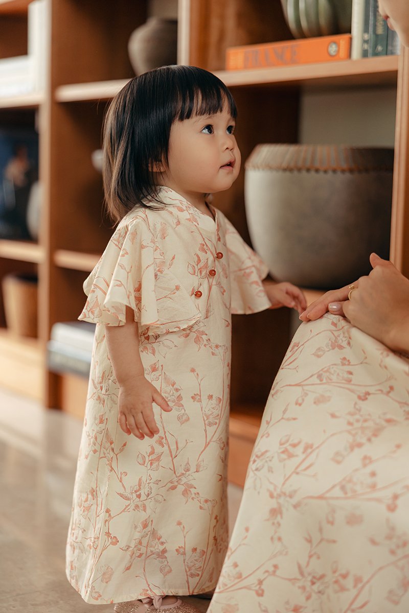 KIRA KIDS FLUTTER SLEEVE CHEONGSAM DRESS