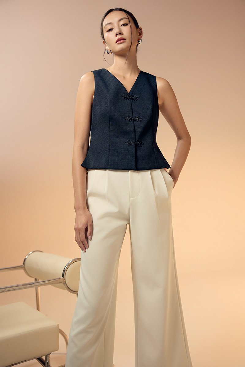 DELANEY PLEATED WIDE LEG PANTS