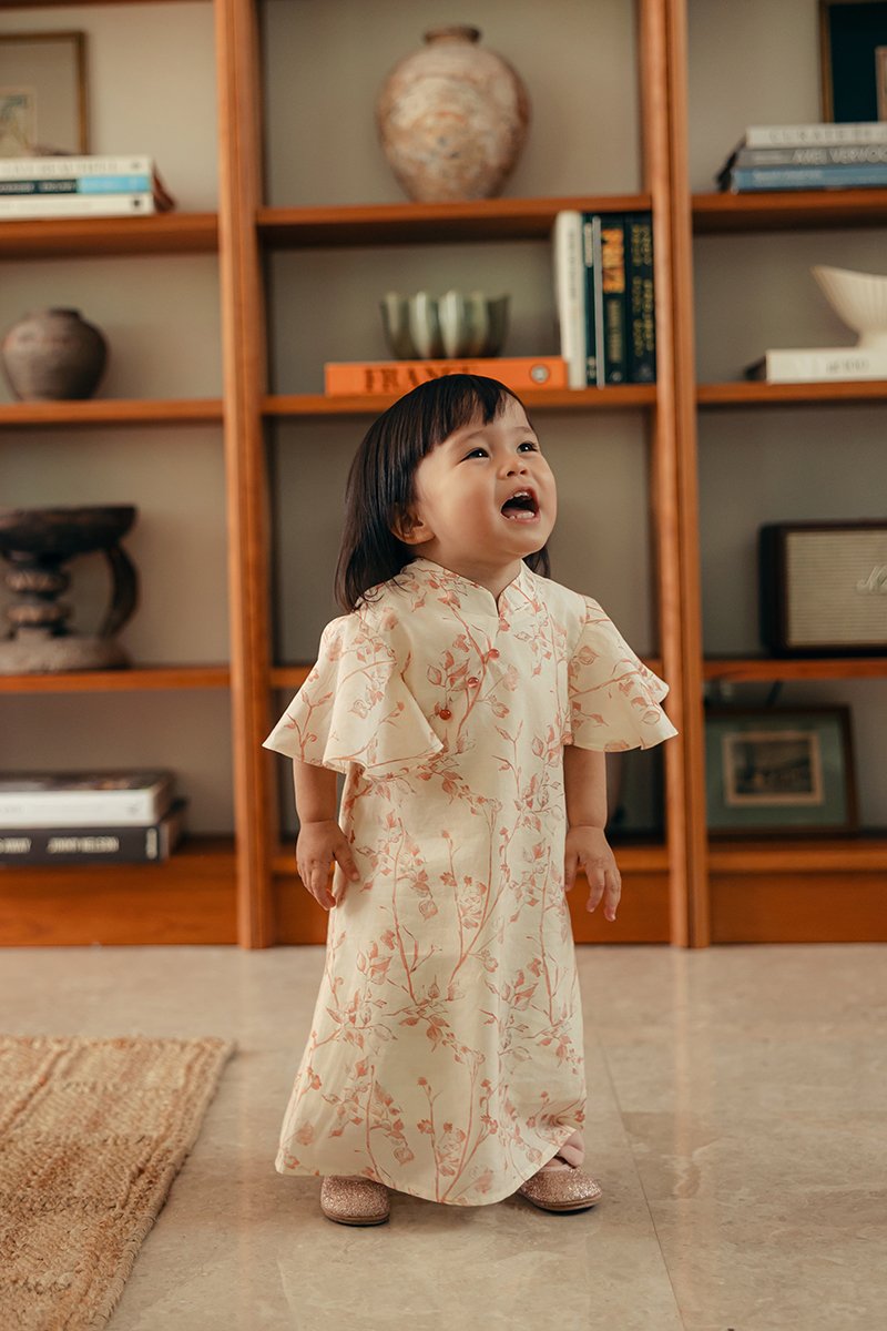 KIRA KIDS FLUTTER SLEEVE CHEONGSAM DRESS