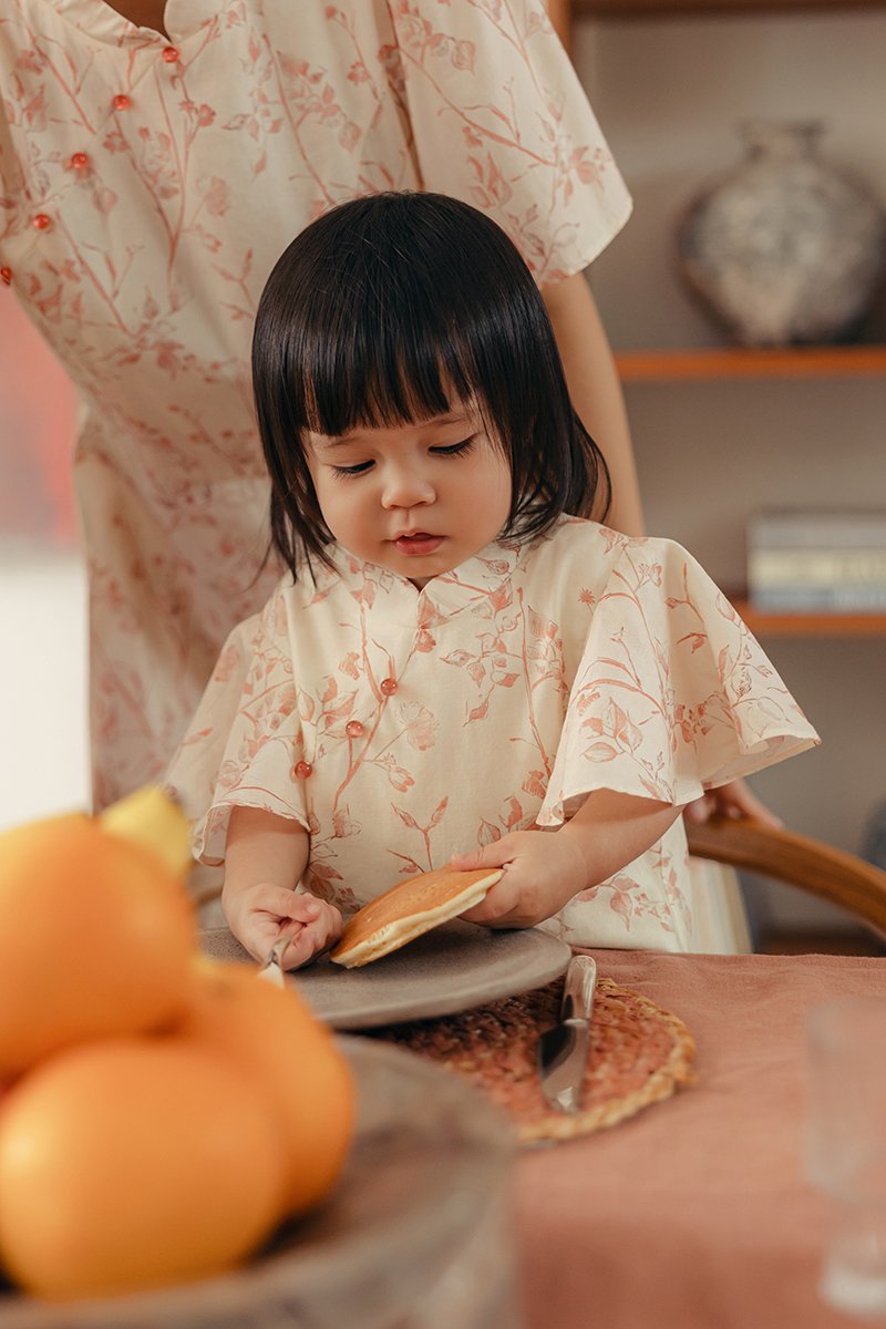 KIRA KIDS FLUTTER SLEEVE CHEONGSAM DRESS