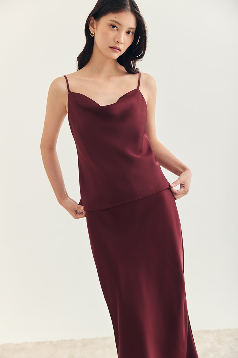 LIVIA COWL SATIN CAMI TOP