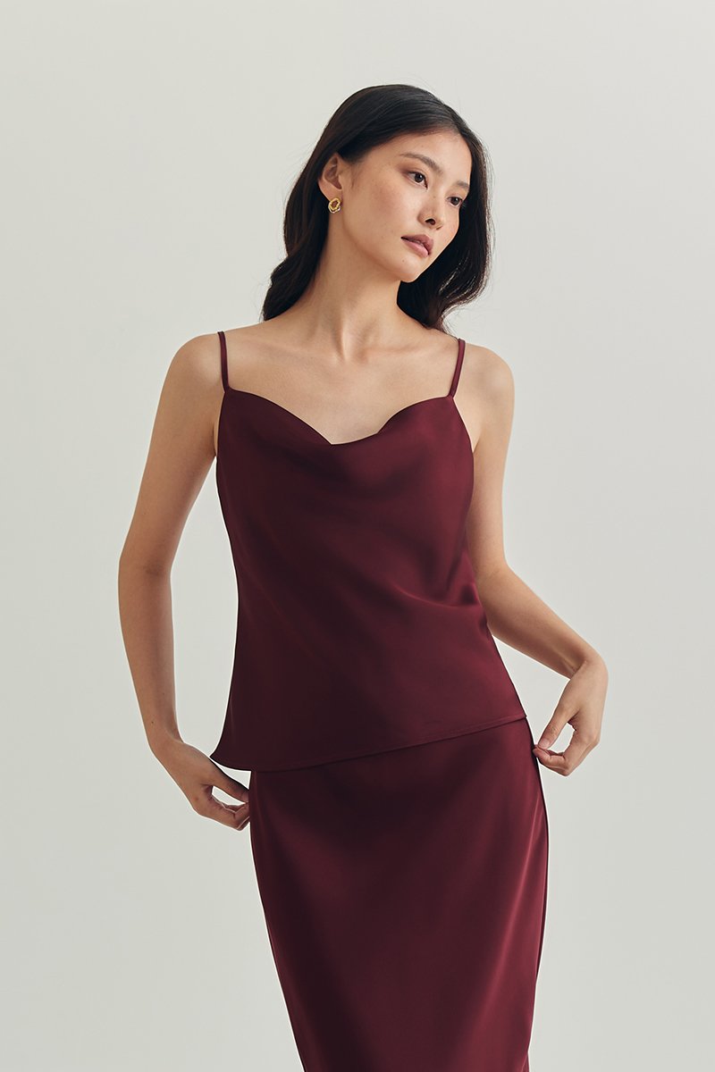 LIVIA COWL SATIN CAMI TOP