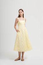 JADEY EYELET BUTTONDOWN MIDI DRESS