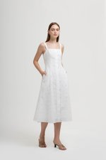 JADEY EYELET BUTTONDOWN MIDI DRESS