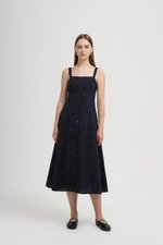 JADEY EYELET BUTTONDOWN MIDI DRESS