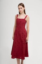 JADEY EYELET BUTTONDOWN MIDI DRESS