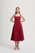 JADEY EYELET BUTTONDOWN MIDI DRESS