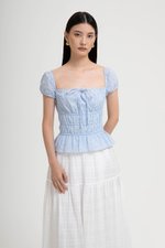 NADYA EYELET PUFF SLEEVES ELASTICATED TOP